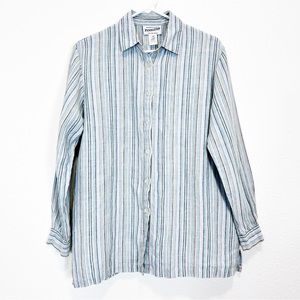 Pendleton 100% Linen Multicolor Striped Button Down Long Sleeve Shirt M